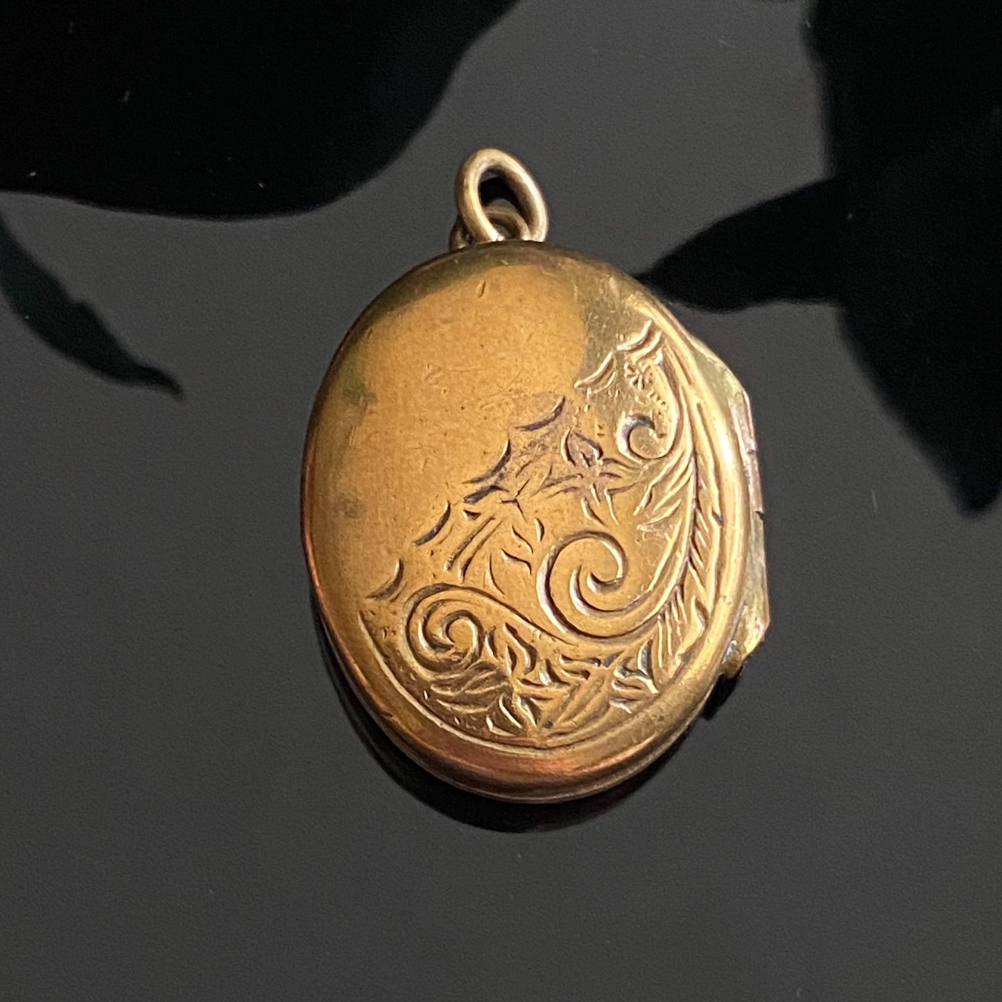 Antique Oval Brass Locket With Child's Photograph