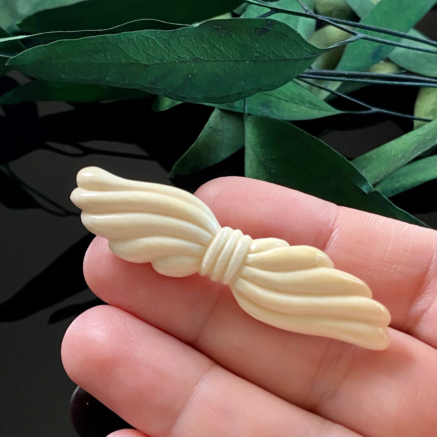 Antique Vintage Early Plastic French Ivory Bow Brooch