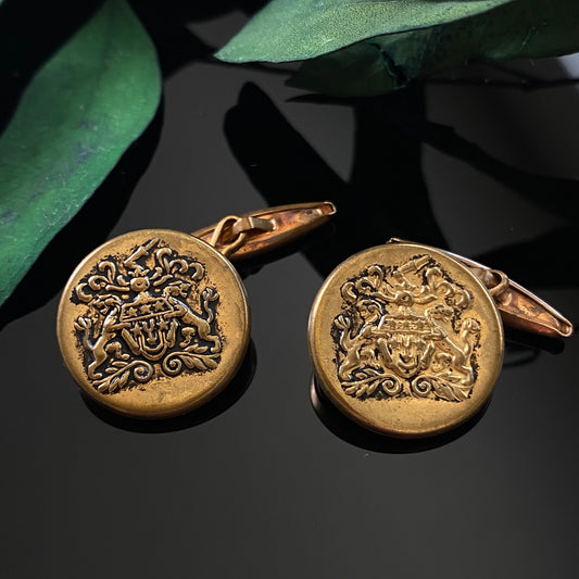 Antique Brass Heraldry Cufflinks