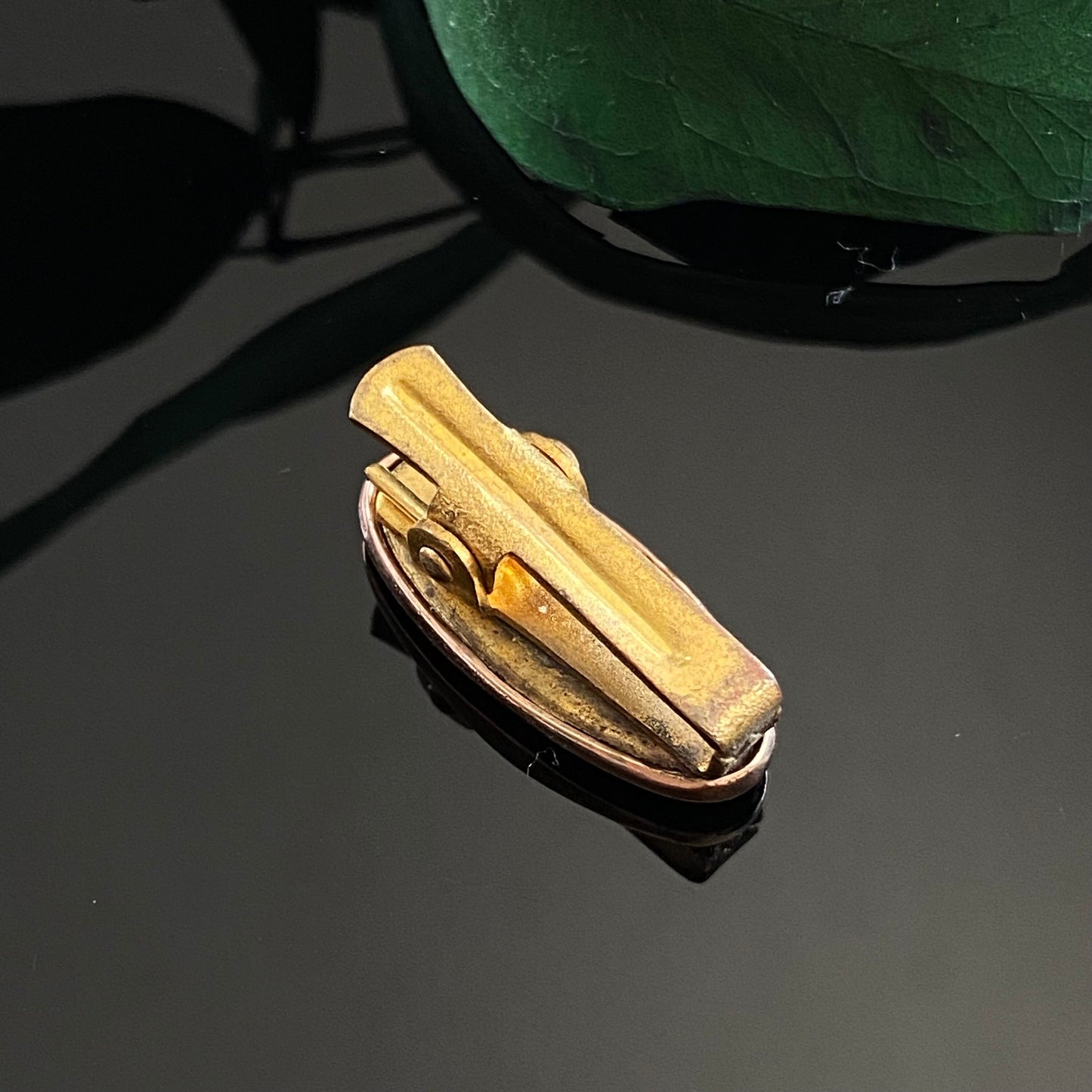 Antique Gold Plated Paste Tie Clip