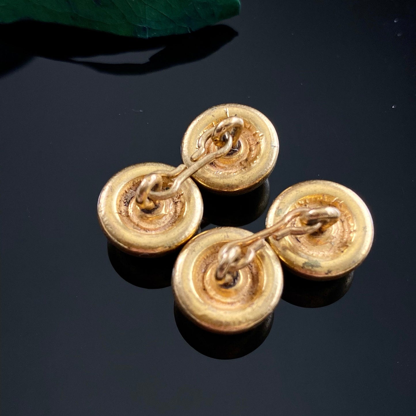 Antique Gilt Brass Domed Button Cuff Links