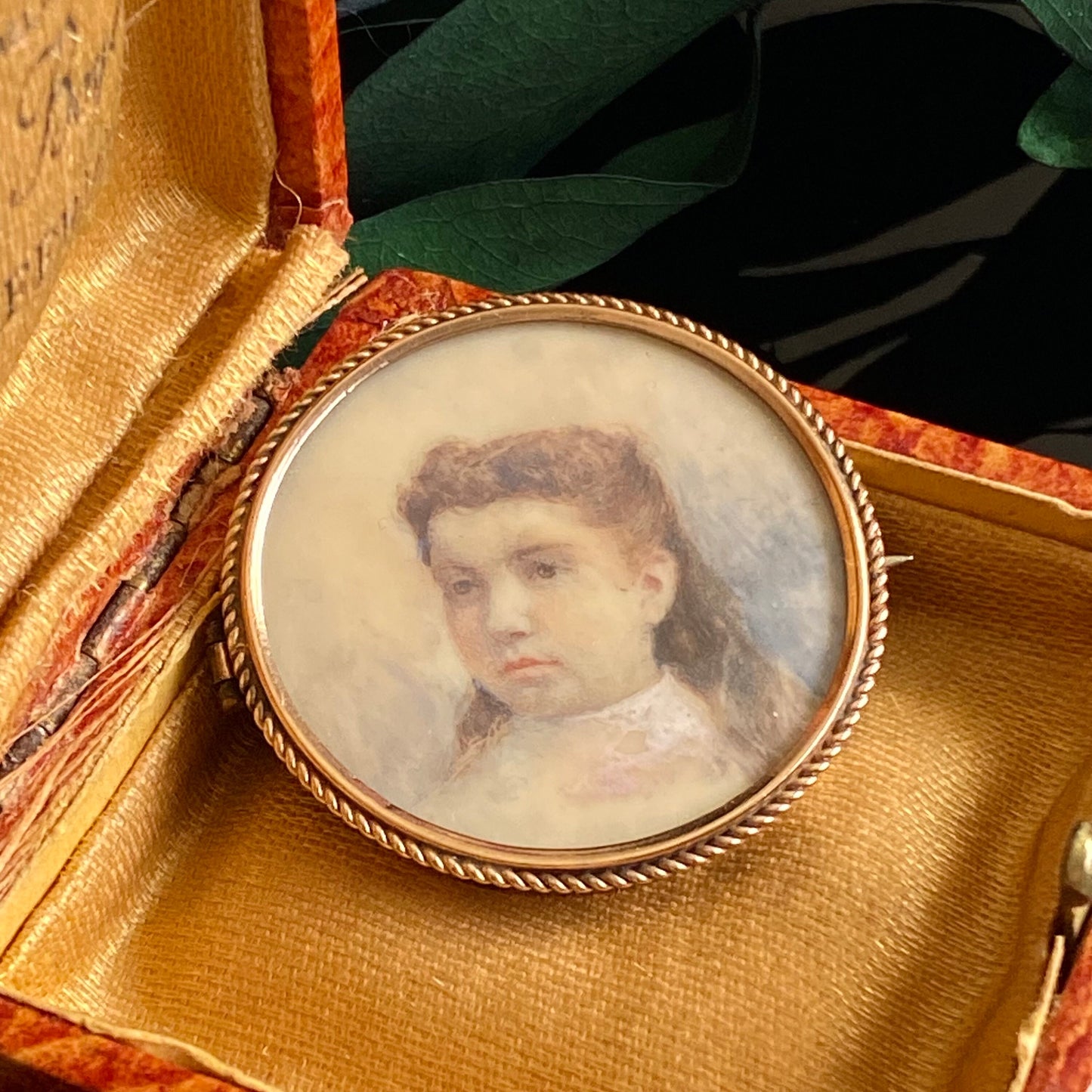 Antique Edwardian Miniature Portrait of Young Girl Brooch | Child's Portrait on Ivory | Gold Filled