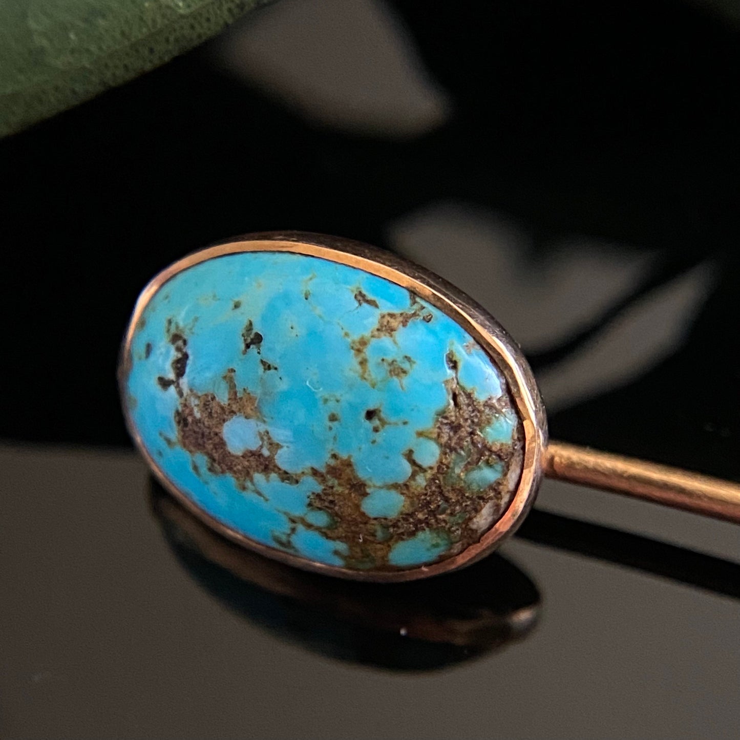 Antique 14k Gold Turquoise Stickpin