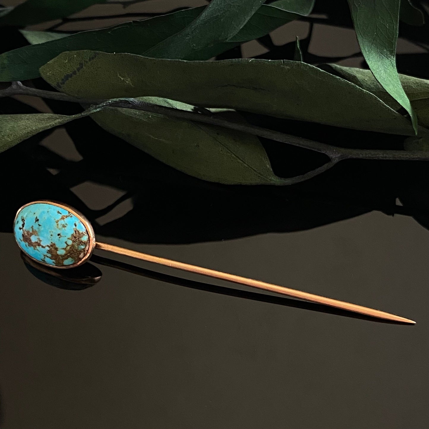 Antique 14k Gold Turquoise Stickpin