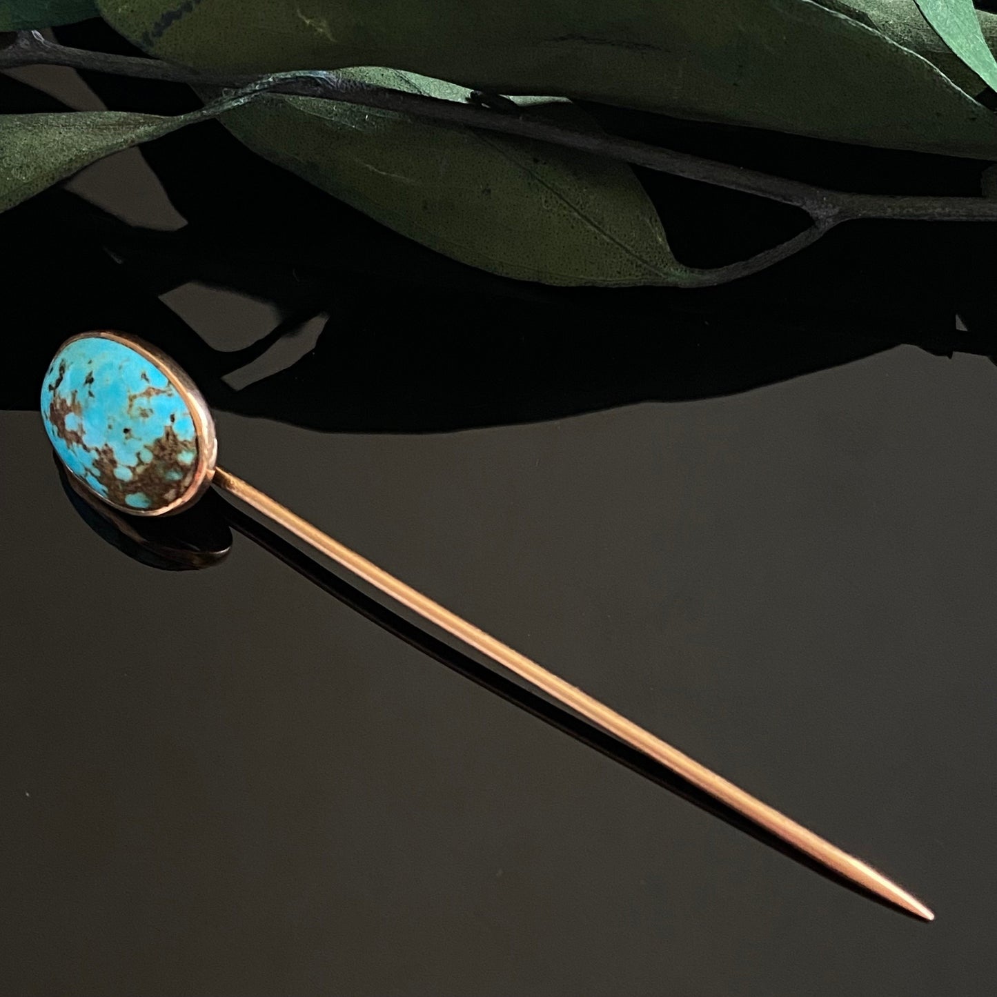 Antique 14k Gold Turquoise Stickpin