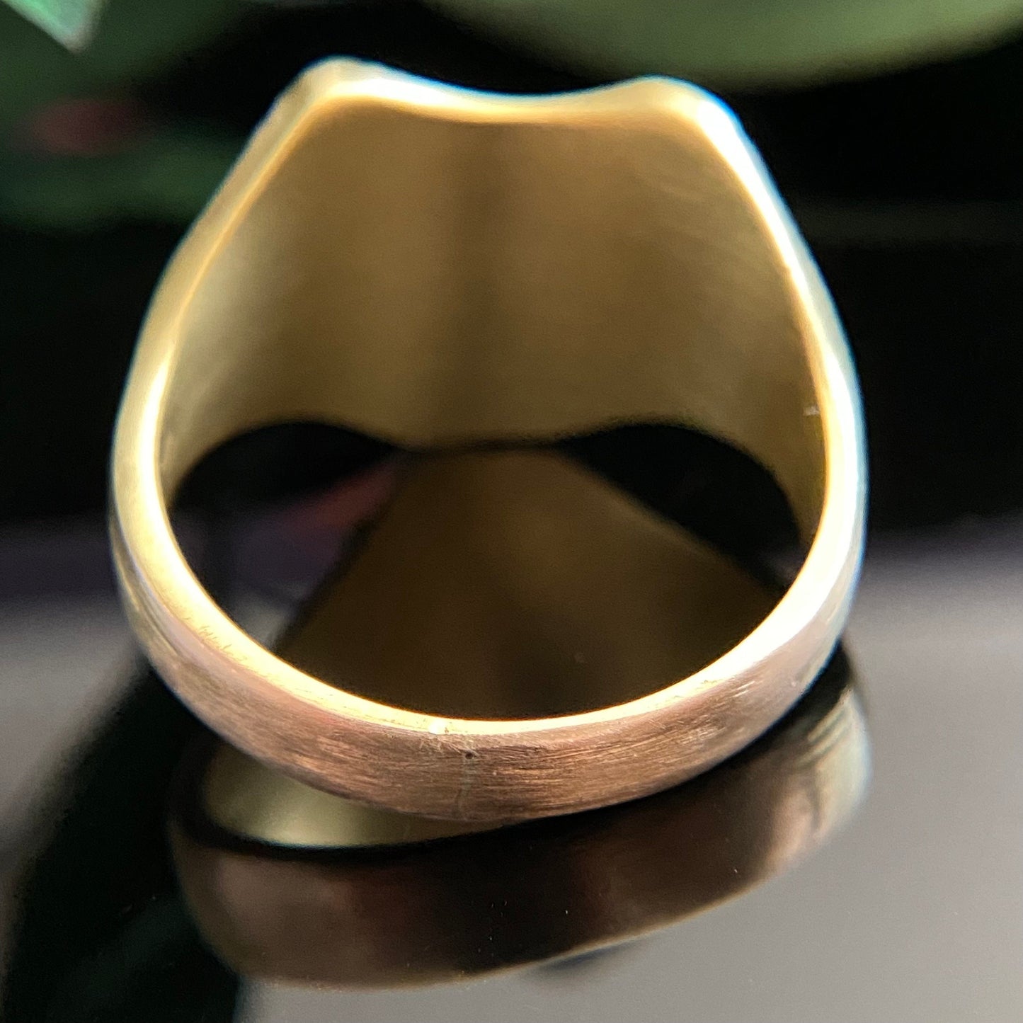 Antique 10k Gold Art Nouveau Mens Engraved Scroll Signet Ring | Size 11 | Monogram MMJ