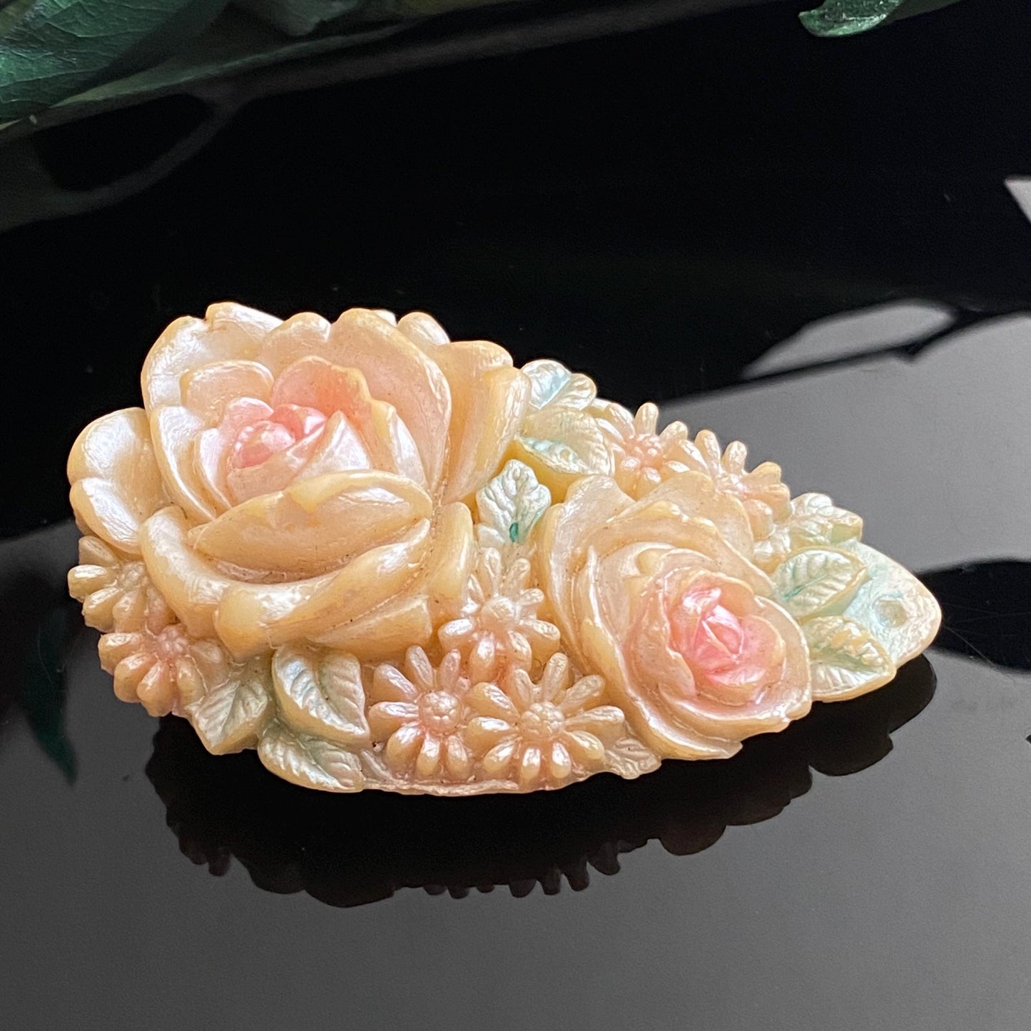 Vintage Celluloid Flower Dress Clip | Made in Japan