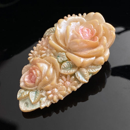 Vintage Celluloid Flower Dress Clip | Made in Japan