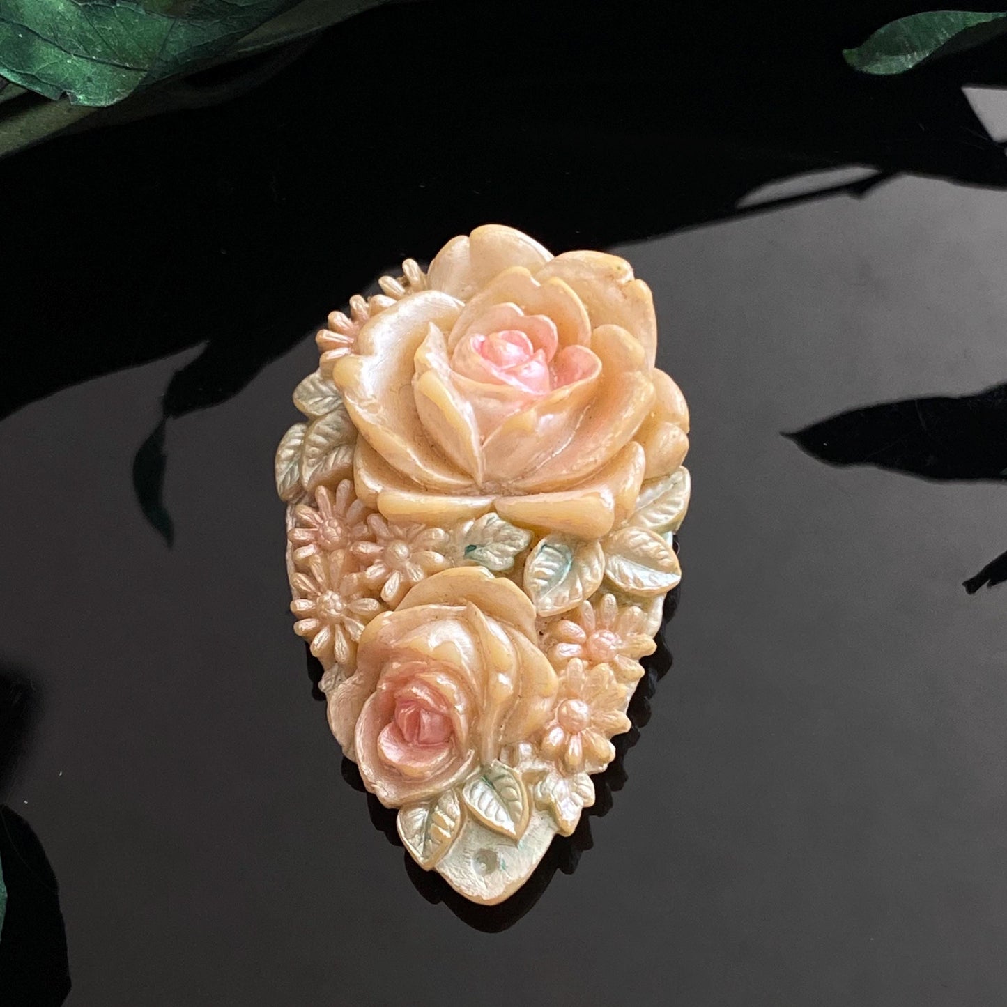 Vintage Celluloid Flower Dress Clip | Made in Japan