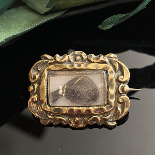 Antique Georgian Victorian Glass Hair Brooch