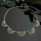 Antique Art Deco Green Czech Glass Filigree Necklace 15"