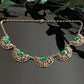 Antique Art Deco Green Czech Glass Filigree Necklace 15"