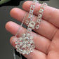 Vintage White Gold Filled Flower Fringe Drop Glass Paste Necklace