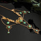 Antique Art Nouveau Gold Filled Green Glass Festoon Necklace