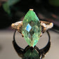 Vintage 10k Gold Marquise Cut Uranium Glass Ring Size 7