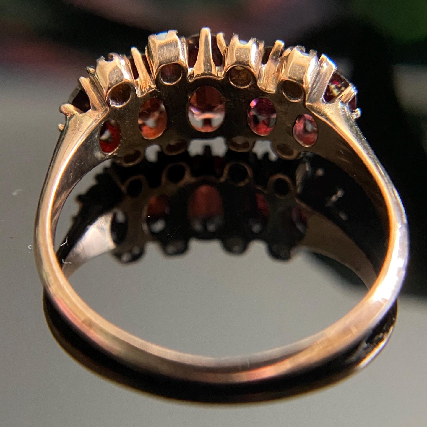 Victorian 10k Gold Garnet Seed Pearl Ring Size 6