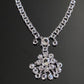 Vintage White Gold Filled Flower Fringe Drop Glass Paste Necklace