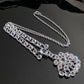 Vintage White Gold Filled Flower Fringe Drop Glass Paste Necklace