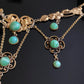 Antique Art Nouveau Gold Filled Green Glass Festoon Necklace