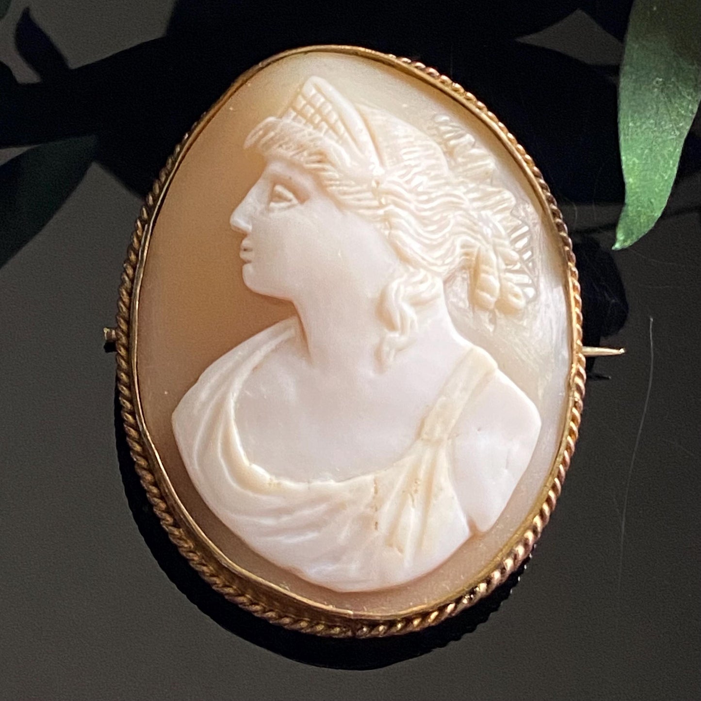 Victorian Neoclassical Hera Carved Shell Cameo