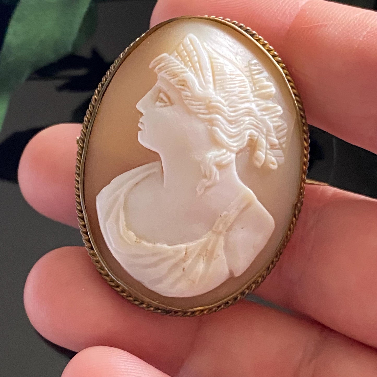 Victorian Neoclassical Hera Carved Shell Cameo