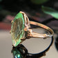 Vintage 10k Gold Marquise Cut Uranium Glass Ring Size 7