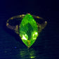 Vintage 10k Gold Marquise Cut Uranium Glass Ring Size 7